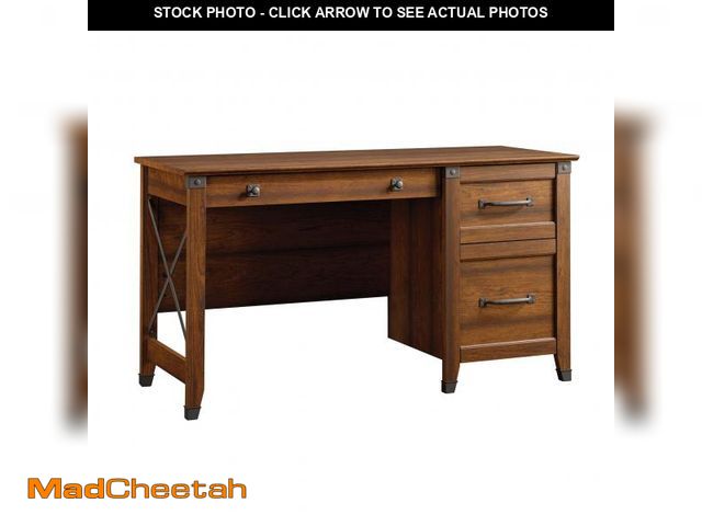 Lot 74-12228061 - Sauder Carson Forge Vintage Rustic Computer Desk for Home Office with Drawers, in Washington Cherry ...