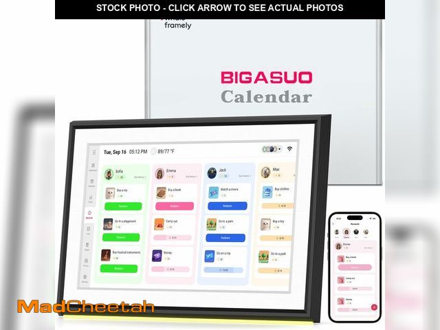 Lot 74-13622597 - BIGASUO 10.1" Digital Calendar, Smart Touchscreen Interactive Display, Electronic Organizer for Mont...