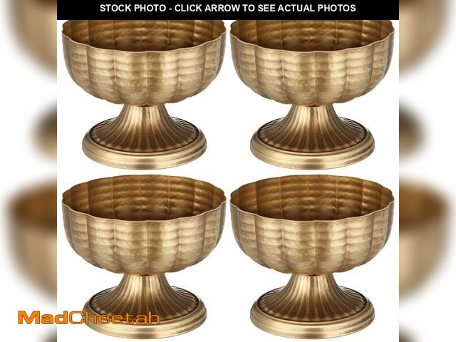 Lot 74-13572701 - Ninehaoou 4 Pcs Distressed Vintage Gold Compote Vase for Centerpieces Compote Bowl 8'' Wide Vintage ...