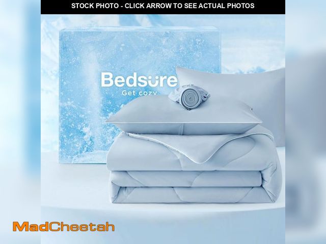 Lot 74-12111921 - Bedsure Cooling Comforters Queen Size Set 4 Pieces, Blue Cooling Blanket for Hot Sleepers, Double-Si...