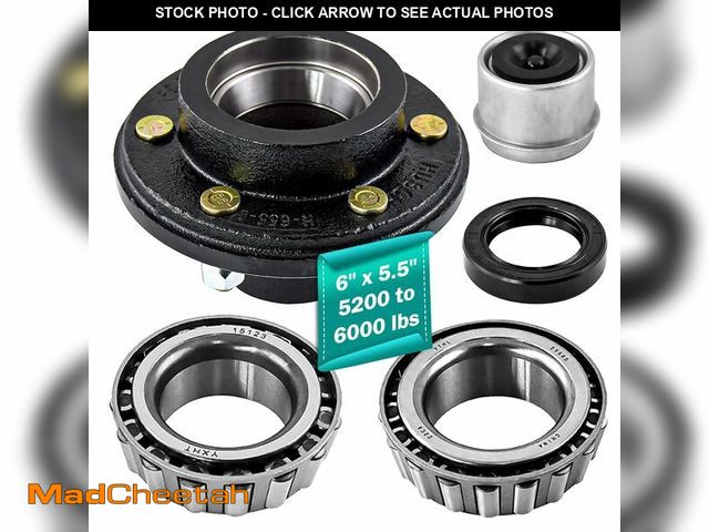 Lot 74-13789804 - JADODE Trailer Hub Kits 6 Bolt 5.5 for 6000 lbs Heavy Duty Trailer Axle 25580/15123 Bearings with 1/...