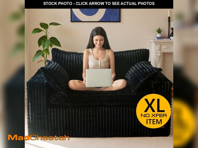 Lot 74-13836093 - MAXYOYO 59" Bean Bag Sofa Couch, Loveseat Boneless Couch in a Box, Upholstered Small Mini Sofa with ...