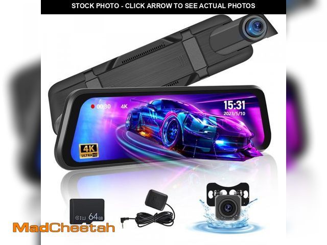 Lot 74-12302870 - 9.66 Inch Rear View Mirror Camera - 4K Mirror Dash Cam Front and Rear with 1080P Rear Camera - Full ...