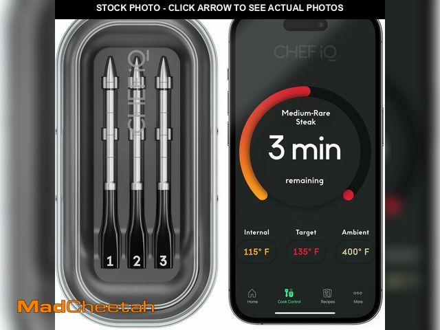 Lot 74-12699369 - CHEF iQ Sense Smart Wireless Meat Thermometer with 3 Ultra-Thin Probes, Unlimited Range Bluetooth Me...