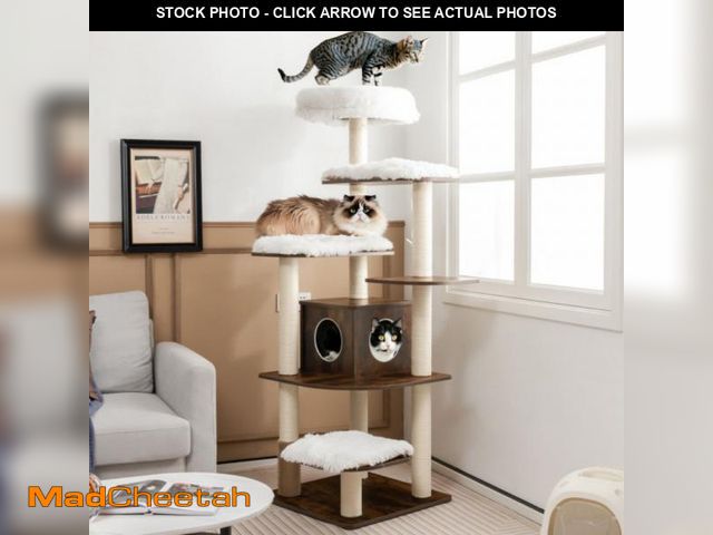 Lot 74-12160451 - Large Oak Cat Tree with Multiple Scratching Posts and 5 Levels - UNUSED