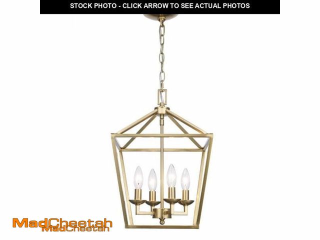 Lot 74-11703606 - Home Decorators Collection Weyburn 4-Light Gold Farmhouse Chandelier Light Fixture with Caged Metal ...