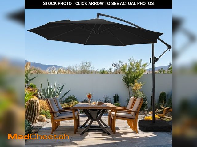 Lot 74-12572313 - wikiwiki 10ft Patio Umbrella with Base Included, Outdoor Offset Cantilever Umbrella, Infinite Tilt, ...