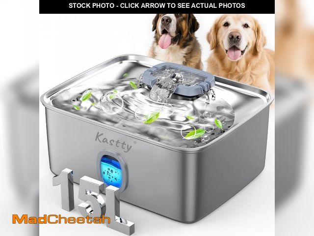 Lot 74-12438022 - Kastty 15L/3.96 Gal Stainless Steel Dog Water Bowl Dispenser, Large Capacity Dog Water Fountain Quie...