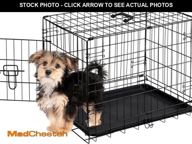 Lot 74-12137278 - Sweetcrispy 24-Inch Single-Door Dog Crate-Durable Metal Pet Kennel with Secure Lock, Foldable Design...