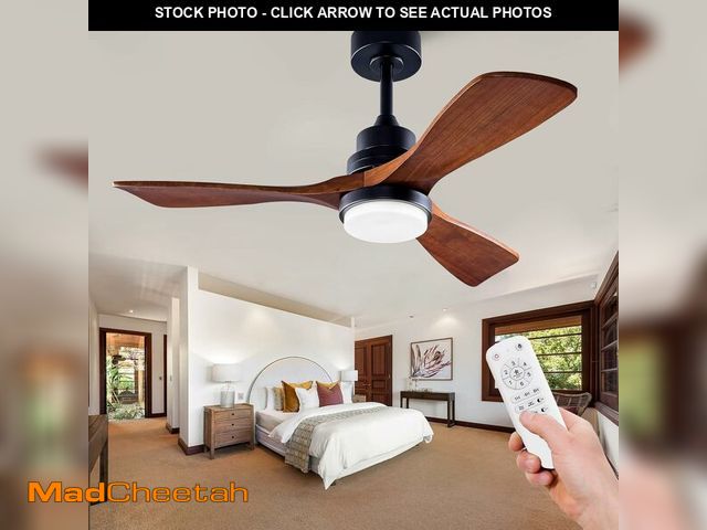 Lot 74-13926818 - 52 Inch Outdoor Ceiling Fans with Lights and Remote, 3 Blade Wood Outdoor Ceiling Fans for Patios, W...