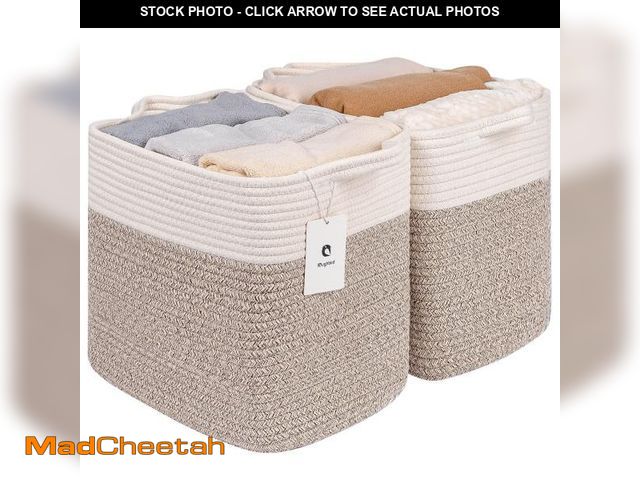 Lot 74-11553438 - Medium and Large Woven Basket//With Handle, Used for Toys and Fabric Storage Basket used for Storing...