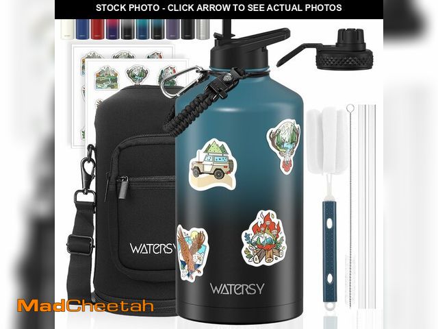 Lot 74-14204854 - 1 Gallon Water Bottle Insulated(Cold for 48 Hrs),BPA Free&amp;Leak Proof,128oz Stainless Steel Water...