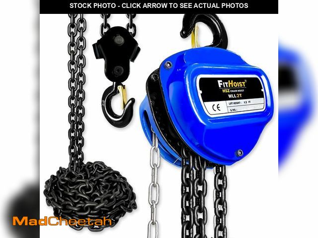 Lot 74-12546693 - FITHOIST Hand Chain Hoist 2Ton | Chain Fall 12FT | Chain Block Hoist with 2 Heavy Duty Hooks | Heavy...