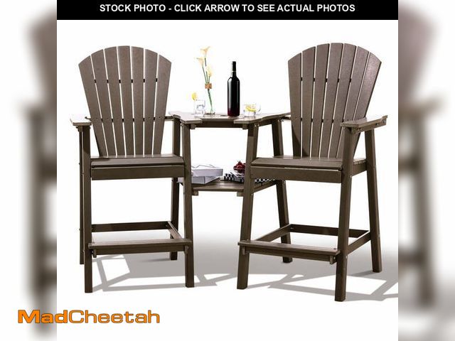 Lot 74-13775323 - (MISSING HARDWARE) Tall Adirondack Chairs Set of 2?HDPE Outdoor Adirondack Barstools with Double Con...