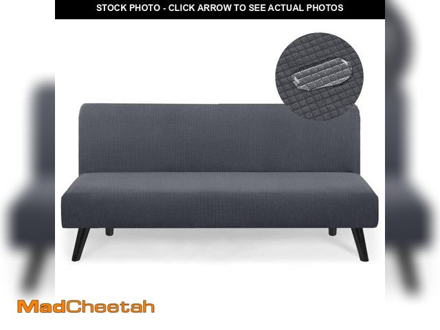 Lot 74-14273273 - TOPYUMH Water Repellent Armless Futon Cover Sofa Bed Slipcover, Stretch Full Queen Size Mattress Cov...