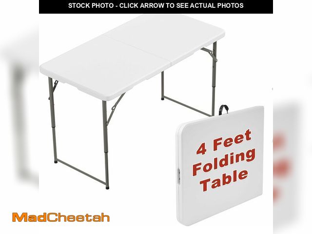 Lot 74-13331401 - Elevon Folding Table, 4 Feet Heavy Duty Fold-in-Half Utility Table Indoor Outdoor for Camping, Picni...