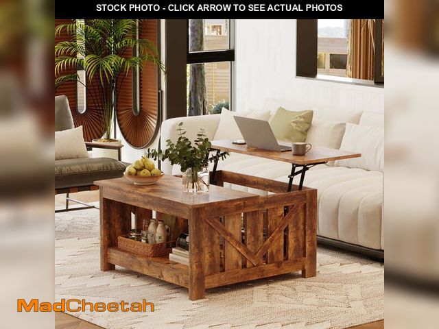 Lot 74-12801211 - GUNAITO Lift Top Coffee Table with Storage Cabinet and 2 Compartments for Living Room, brown, 31.5''...