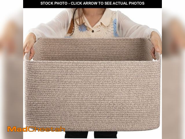 Lot 74-13564199 - OIAHOMY 75L Large Woven Cotton Rope Storage Basket with Handle for Organizing Blanket and Toys for L...