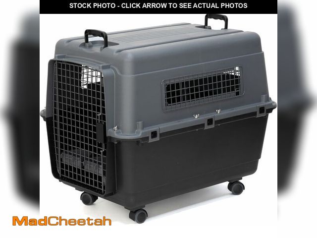 Lot 74-12902198 - SportPet Airline Approved Wire Door Travel Dog Crate, Durable Plastic Pet Travel Kennel with Removab...