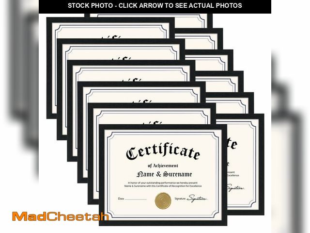 Lot 74-14269724 - Lyeasw 8.5 x 11 Picture Frame Black 12 Pack, 8.5x11 Diploma Frames Matte Wood Grain, Lightweight Cer...