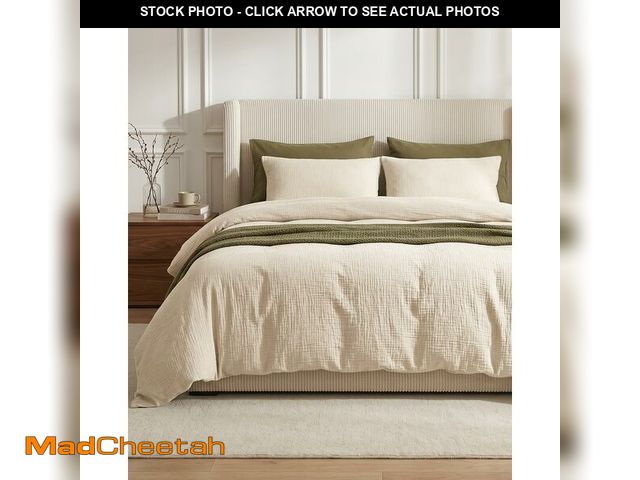 Lot 74-14064394 - SE SOFTEXLY Muslin Duvet Cover Queen Size, 100% Washed Cotton Duvet Cover Set, Ultra Soft Comforter ...