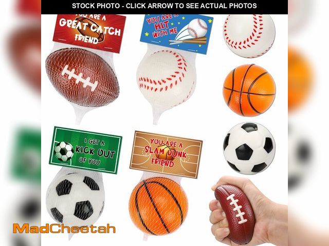 Lot 74-14263570 - 24PCS Sports Stress Balls Valentines Day Cards for Kids School Classroom Boys Girl Toddler Valentine...