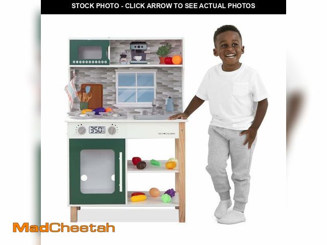 Lot 74-14350562 - Delta Children Tiny Chef Play Kitchen - Wooden Toy Kitchen Playset with Realistic Knobs, Includes Ov...