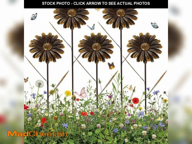 Lot 74-14422600 - 5 Pcs 11.8 Inch 3D Rusty Metal Garden Stakes, Weatherproof Decorative Plant Picks for Farmhouse Outd...