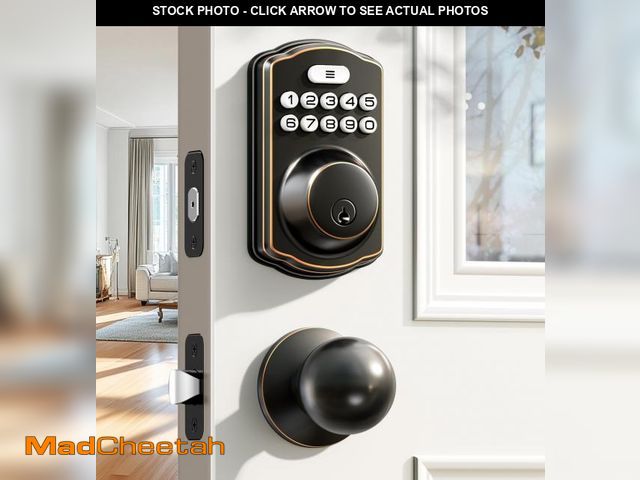 Lot 74-12314767 - Veise Keyless Entry Door Lock with 2 Knobs, Electronic Backlit Keypad Deadbolt with Handle Set, Auto...