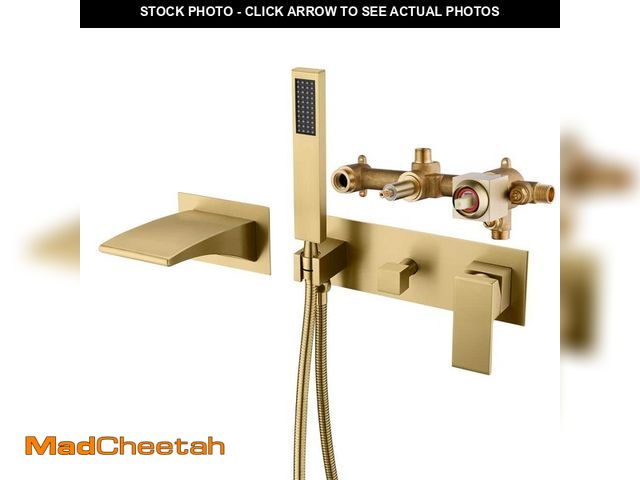 Lot 74-11914997 - SUMERAIN Waterfall Single-Handle Wall Mounted Roman Tub Faucet with Hand Shower in Brushed Gold - UN...