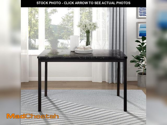 Lot 74-12352786 - Lexicon Archglen Metal Dining Table with Faux Marble Top, Black - UNUSED