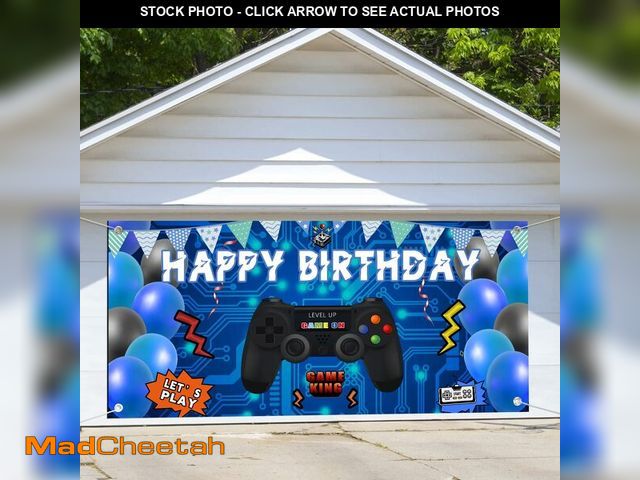 Lot 74-12436352 - Game Theme Birthday Backdrop 6 x 13 ft Ã¯Â¼Å Video Game Garage Door Backdrop Decoration Blue Boys H...
