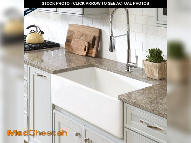 Lot 74-12673034 - SINKOLOGY Bradstreet II 30 in. Farmhouse Apron Front Undermount Single Bowl Crisp White Fireclay Kit...