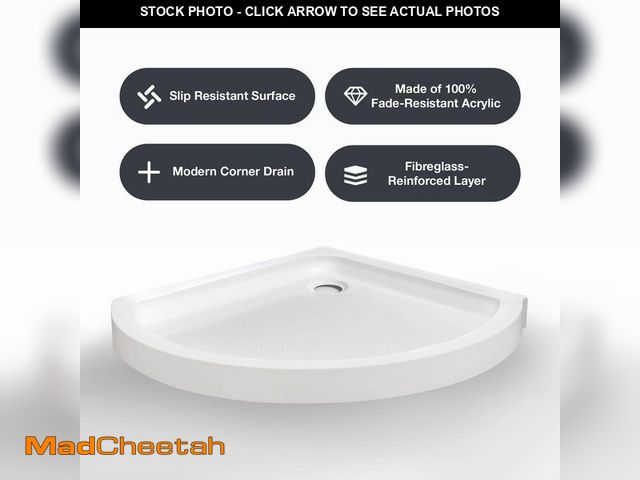 Lot 74-13821672 - OVE Decors Breeze 35 in. L x 35 in. Corner Shower Base - USED