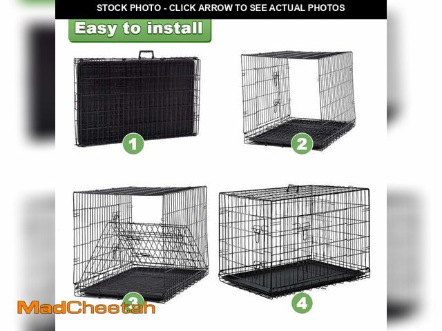 Lot 74-13774593 - BestPet 48 inch Foldable Metal Dog Crate for Large Dogs, Double Door, Divider, Removable Tray(Black)...