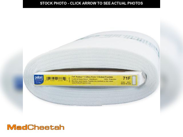 Lot 74-12426475 - Pellon 71F Peltex Fabric Interfacing, White, 20" x 10 Yards by the Bolt - UNUSED