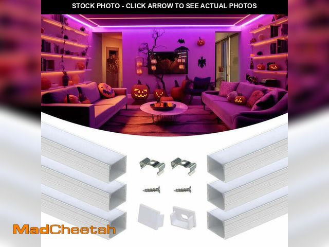 Lot 74-13836170 - Muzata 6Pack 3.3FT/1M LED Channel U Shape Silver Aluminum LED Strip Diffuser Channel with Milky Whit...