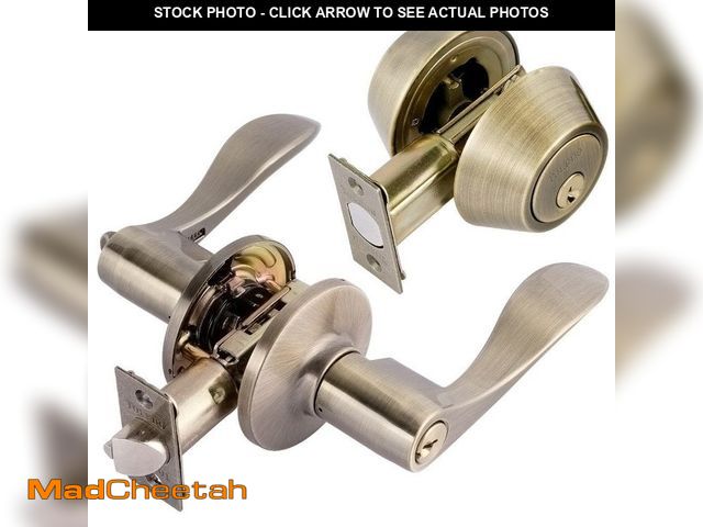 Lot 74-13778915 - TOLEDO Jaen Antique Brass Handle Combo Pack with Single Cylinder Deadbolt - UNUSED