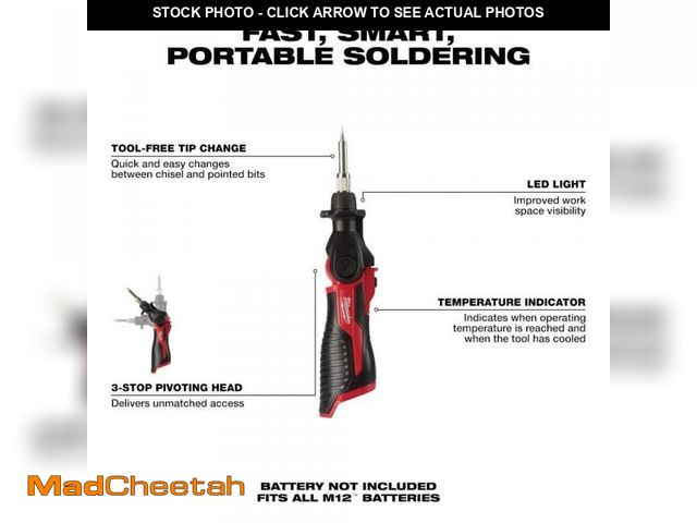 Lot 74-12413115 - Milwaukee M12 12-Volt Lithium-Ion Cordless Soldering Iron (Tool-Only) - USED