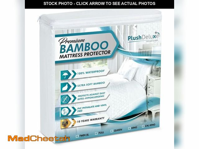 Lot 74-12457892 - PlushDeluxe Premium Bamboo Mattress Protector Ã¢â¬â King Size, Waterproof, &amp; Ultra Soft Breat...