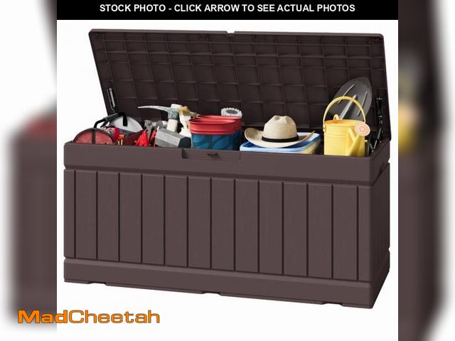 Lot 74-12515321 - Homall 82 Gallon Outdoor Storage in Resin Deck Box Lockable Deck Box, Brown - UNUSED