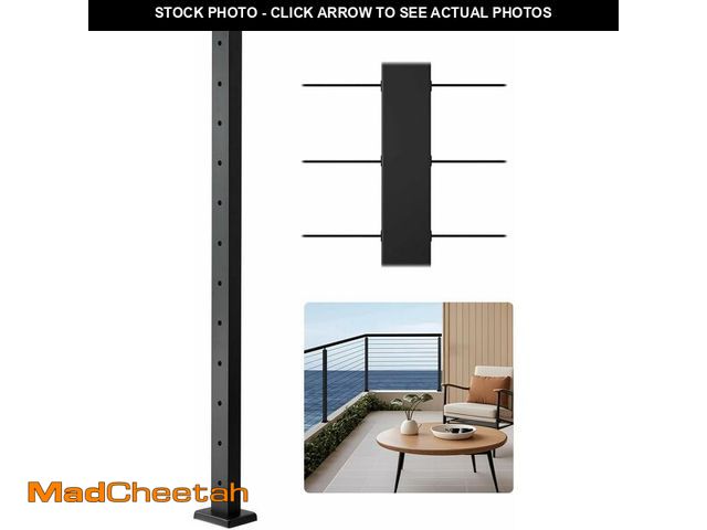 Lot 74-14305963 - (MISSING HARDWARE) VEVOR Level Drilled Cable Railing Post, 12 Holes, 42x2x2 Inches Stainless Steel C...