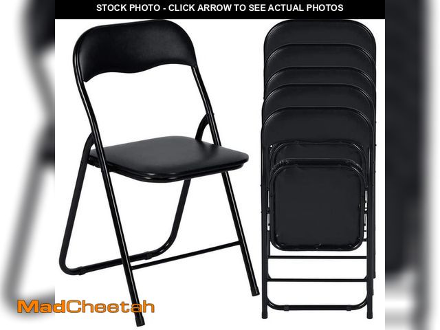 Lot 74-13047249 - Homy Casa MAGOIU Black Metal Folding Utility Chair with Plastic Padded Seat and Steel Frame For Indo...