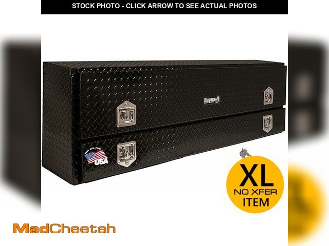 Lot 74-13072103 - Buyers Products 1725640 Black Diamond Tread Aluminum Contractor Truck Tool Box, 2 Tier Storage, 72 x...