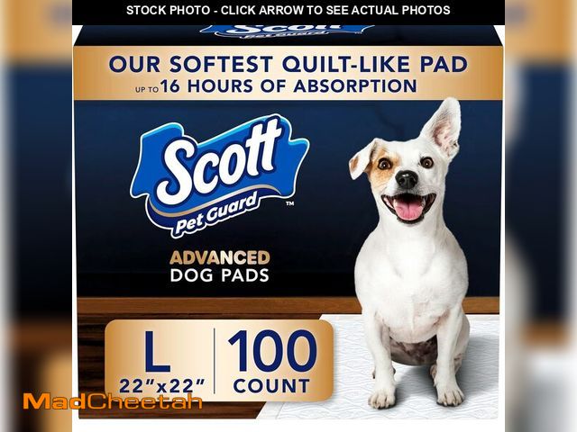 Lot 74-13042397 - Scott Pet Guard Advanced Dog Pads - Large - 22" x 22" - 100 Pack of Pet Pads - UNUSED