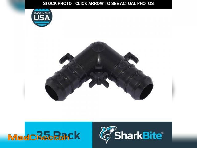 Lot 74-12518004 - (MISSING ONE PIECE) SharkBite 1/2 in. PEX Barb Plastic 90ÃâÃÂ° Elbow Fitting (24-Pack) - UNUSED