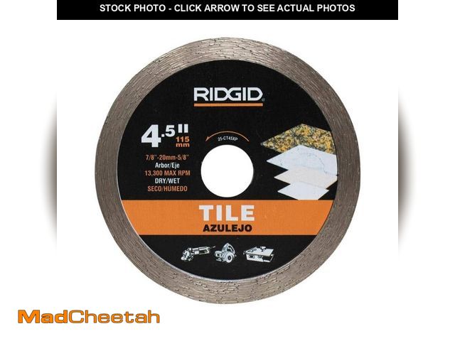Lot 74-12691711 - *DIRTY/RUSTY* RIDGID 4.5 in. Tile Continuous Rim Diamond Saw Blade *DIRTY/RUSTY*  - USED