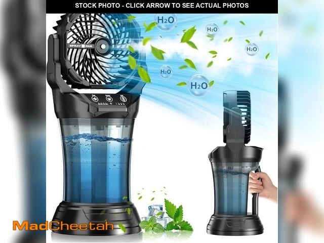 Lot 74-12322667 - 30000 mAh Portable Misting Fan with RGB Ambient Light, 2000 mL Water Tank Bucket Rechargeable Campin...