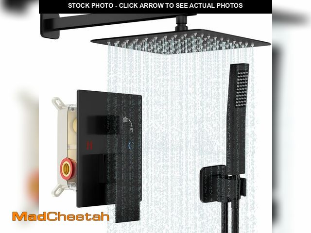 Lot 74-13519983 - Baetuy Black Shower System Shower Faucet Set Bathroom Square Rain Shower Head and Handle Set Wall Mo...