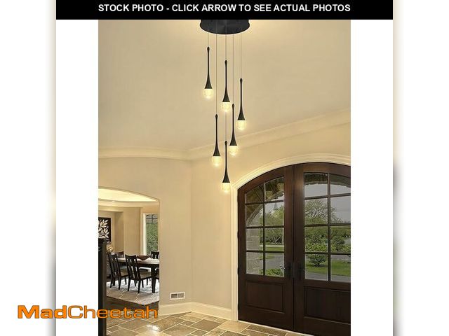 Lot 74-13710895 - ykolupty 6-Lights Black Dinning Room Crystal Chandeliers Bubble Raindrop Big Crystal Penant Chandeli...